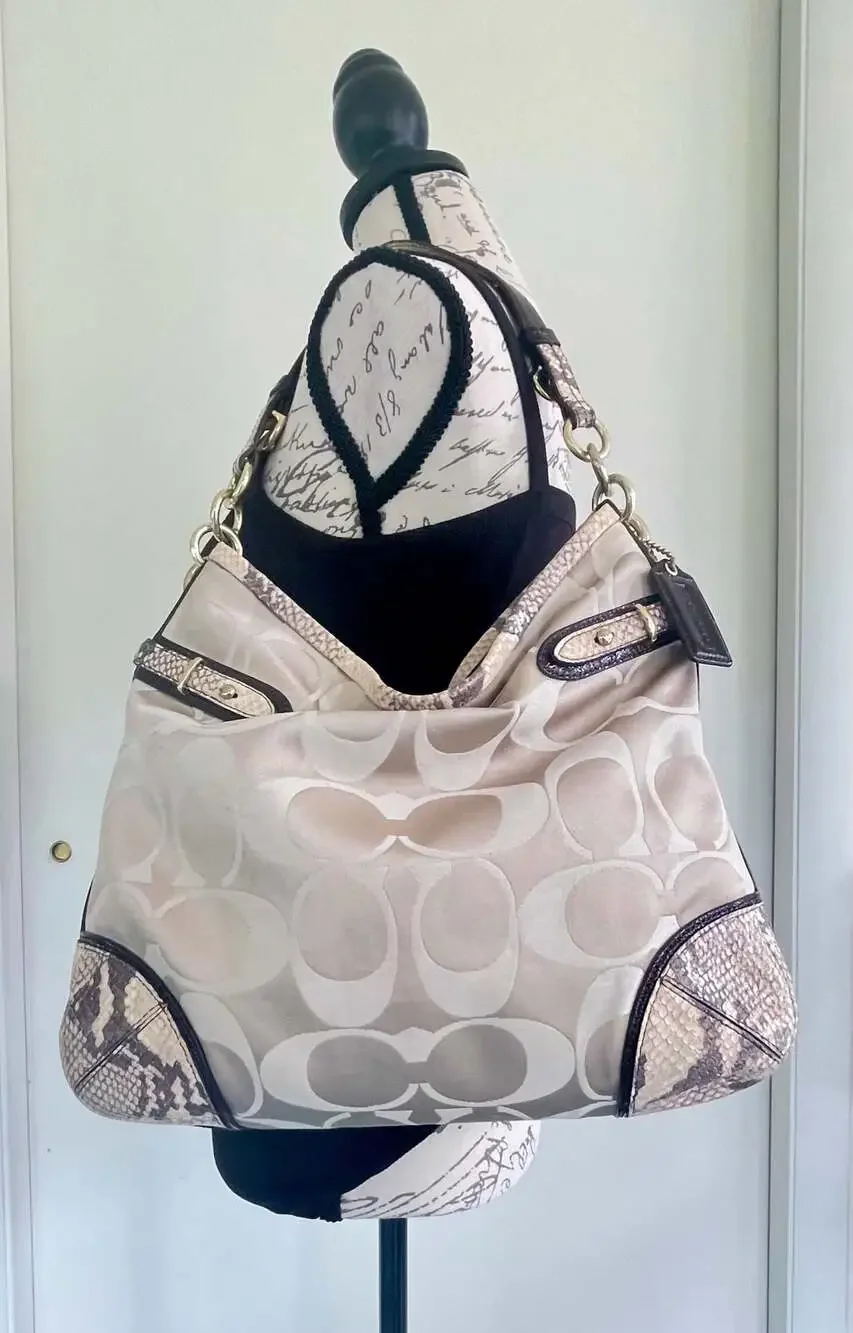 Coach Signature‎ C Hobo Bag with Snakeskin Trim 16408